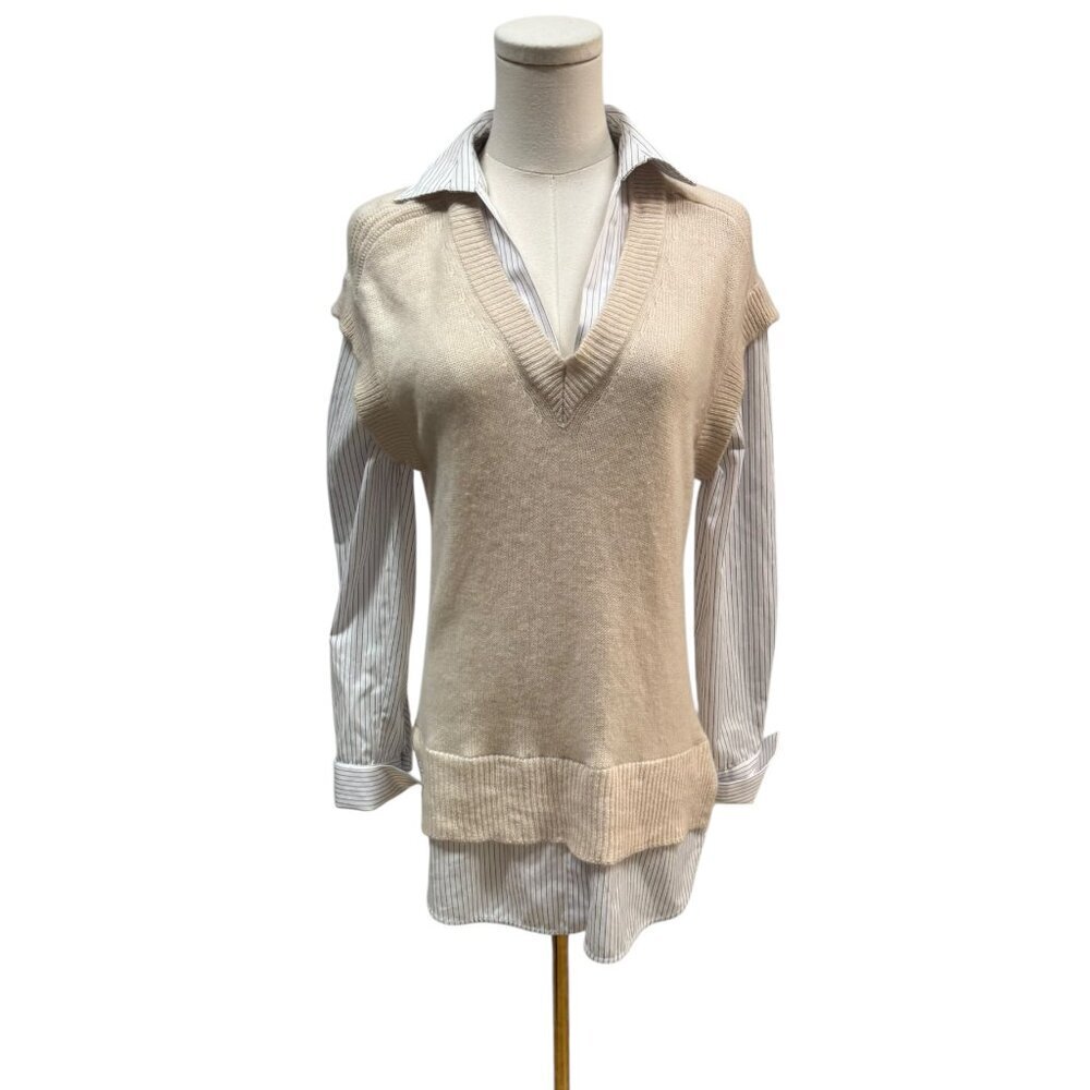 Brochu Walker Wool Cashmere Layered Sweater Shirt Dress Size S EUC